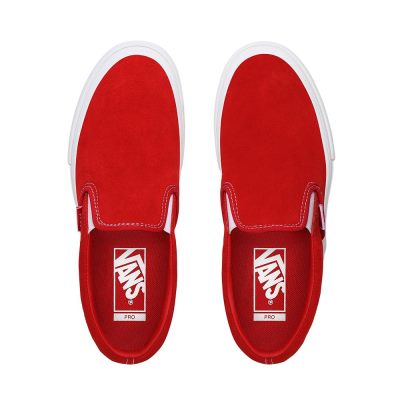 Vans Suede Slip-On Pro - Erkek Kaykay Ayakkabısı (Kırmızı Beyaz)